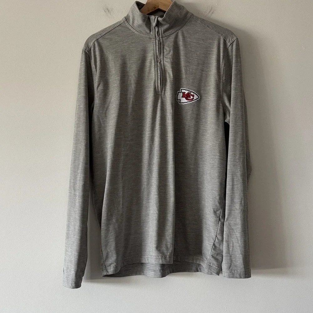 Kansas City Chiefs Antigua‎ 1/4 Zip Pullover Shirt Gray Men's M Gym Athleisure